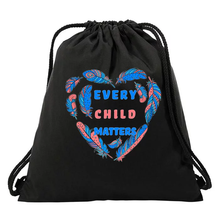 Every Child Matters Feather Heart Colorful Drawstring Bag