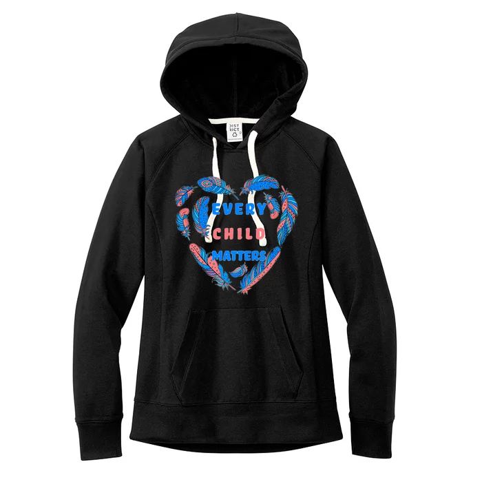 Every Child Matters Feather Heart Colorful Women's Fleece Hoodie