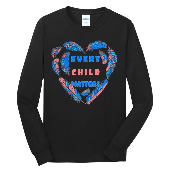 Every Child Matters Feather Heart Colorful Tall Long Sleeve T-Shirt