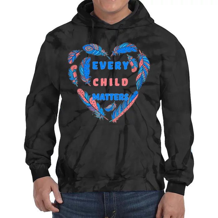 Every Child Matters Feather Heart Colorful Tie Dye Hoodie