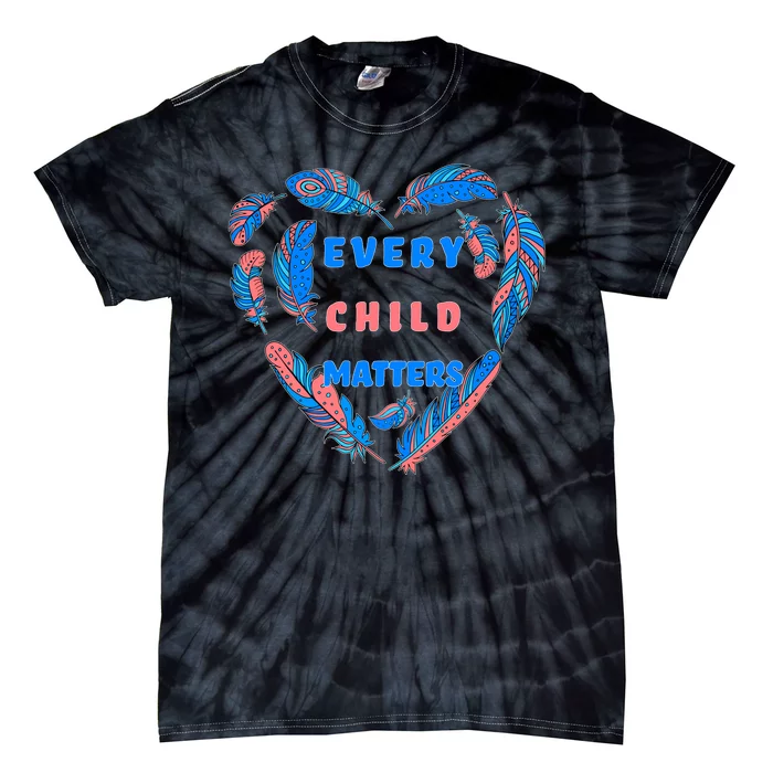 Every Child Matters Feather Heart Colorful Tie-Dye T-Shirt