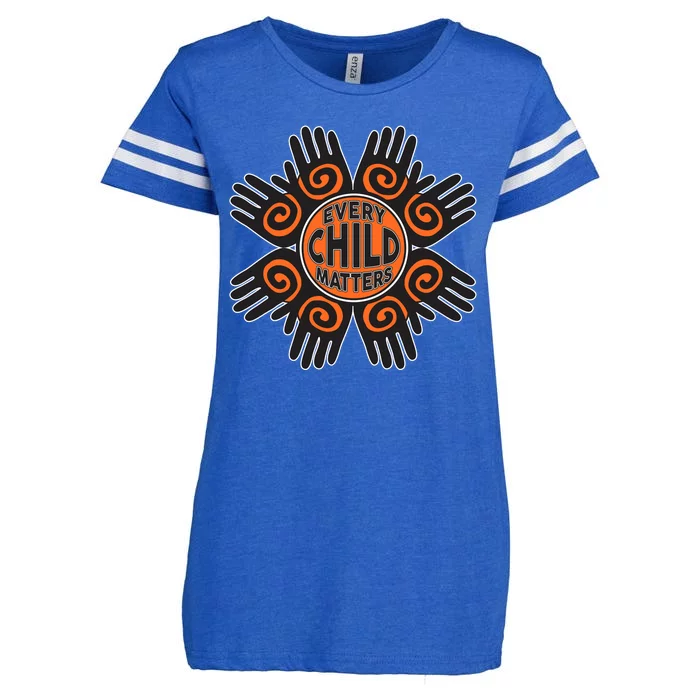 Every Child Matters Native American Hand Pattern Enza Ladies Jersey Football T-Shirt