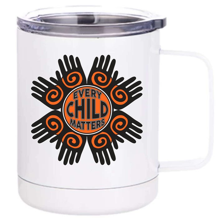 Every Child Matters Native American Hand Pattern Front & Back 12oz Stainless Steel Tumbler Cup