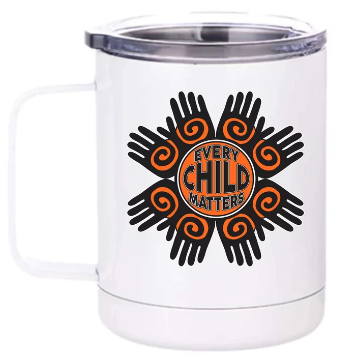 Every Child Matters Native American Hand Pattern Front & Back 12oz Stainless Steel Tumbler Cup