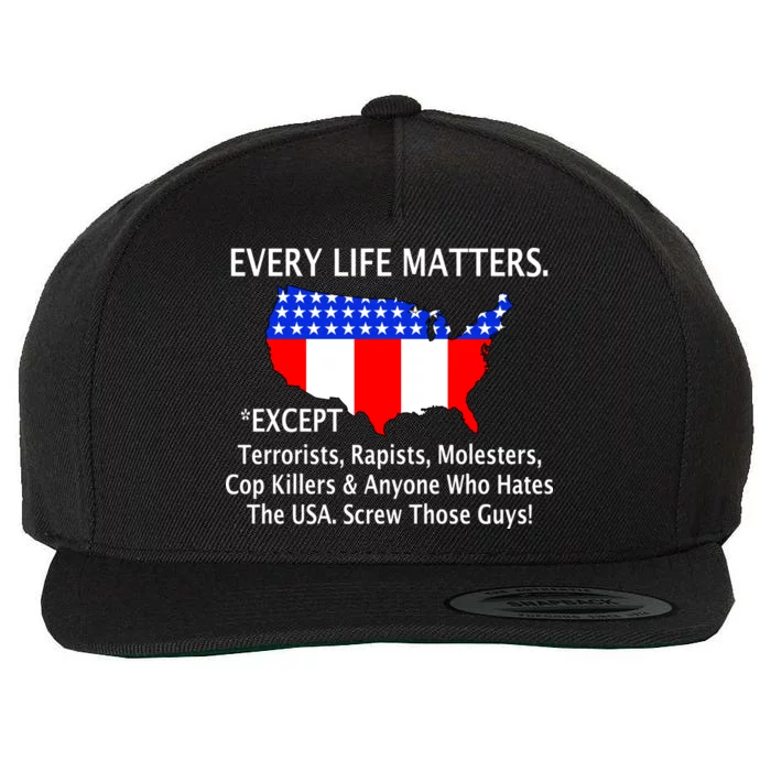 Every Life Maters Except Wool Snapback Cap