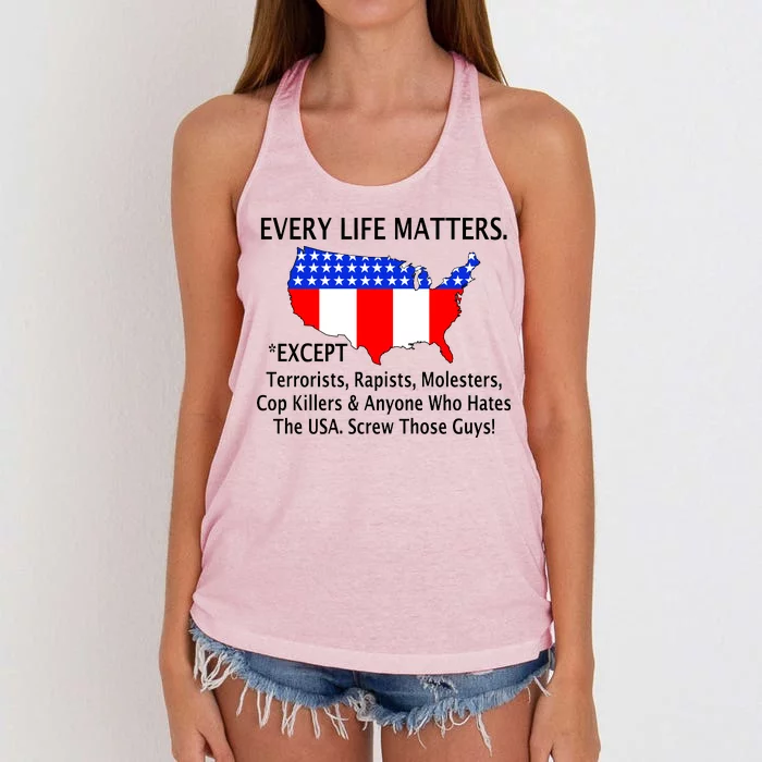 Every Life Maters Except Women's Knotted Racerback Tank