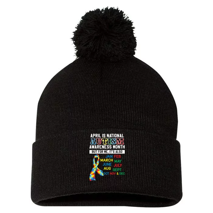 Every Month Is Autism Month Pom Pom 12in Knit Beanie