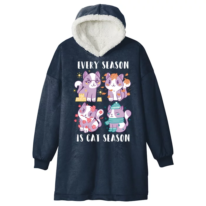 Every Season Is Cat Season Hooded Wearable Blanket