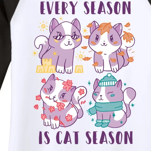 Every Season Is Cat Season Women's Tri-Blend 3/4-Sleeve Raglan Shirt