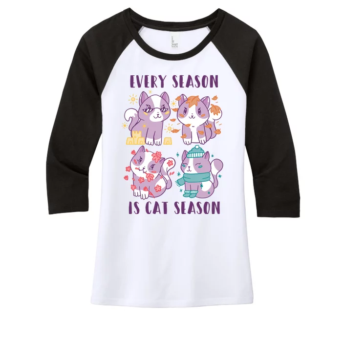 Every Season Is Cat Season Women's Tri-Blend 3/4-Sleeve Raglan Shirt