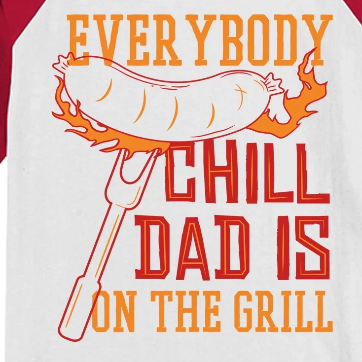 Everybody Chill Dad Is On The Grill Kids Colorblock Raglan Jersey