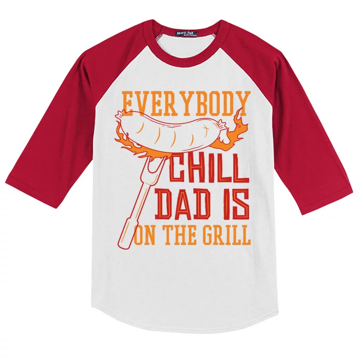 Everybody Chill Dad Is On The Grill Kids Colorblock Raglan Jersey