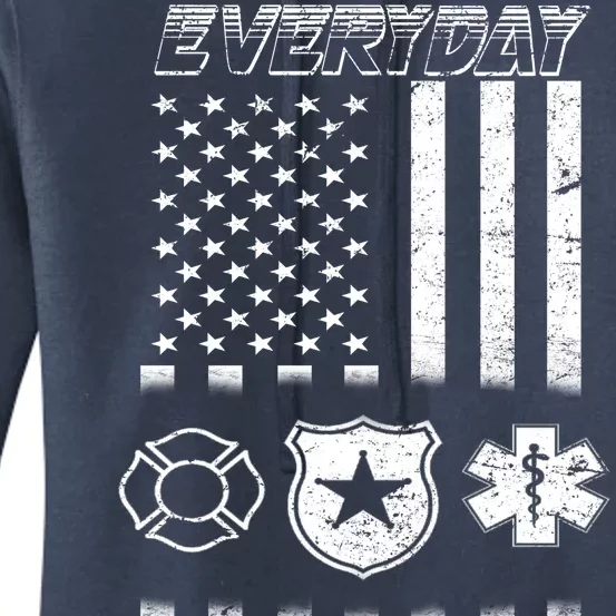 Everyday Heroes Firefighters  EMT Police Women's Pullover Hoodie