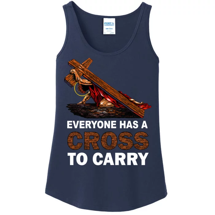 Everyone Has A Cross To Carry Jesus Ladies Essential Tank