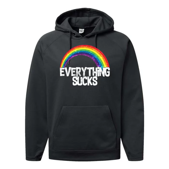 Everything Sucks Rainbow Performance Fleece Hoodie