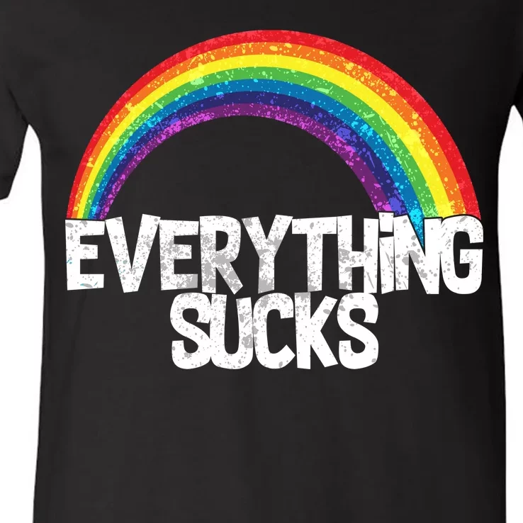 Everything Sucks Rainbow V-Neck T-Shirt