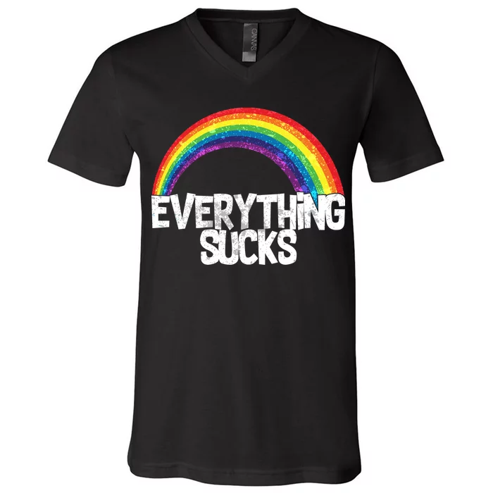 Everything Sucks Rainbow V-Neck T-Shirt