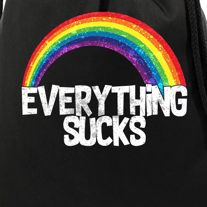 Everything Sucks Rainbow Drawstring Bag