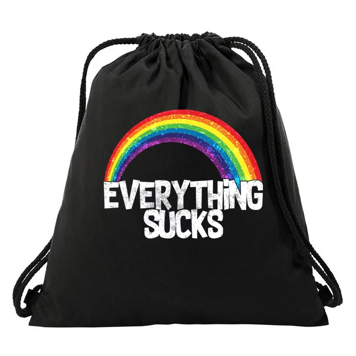 Everything Sucks Rainbow Drawstring Bag