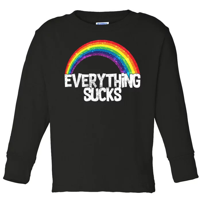 Everything Sucks Rainbow Toddler Long Sleeve Shirt