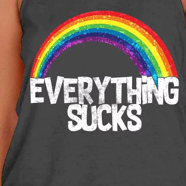 Everything Sucks Rainbow Women's Knotted Racerback Tank