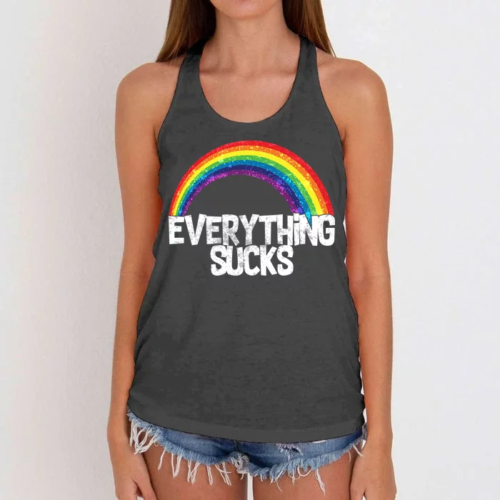 Everything Sucks Rainbow Women's Knotted Racerback Tank