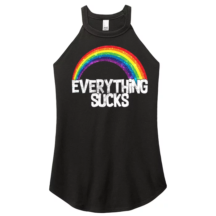 Everything Sucks Rainbow Women’s Perfect Tri Rocker Tank