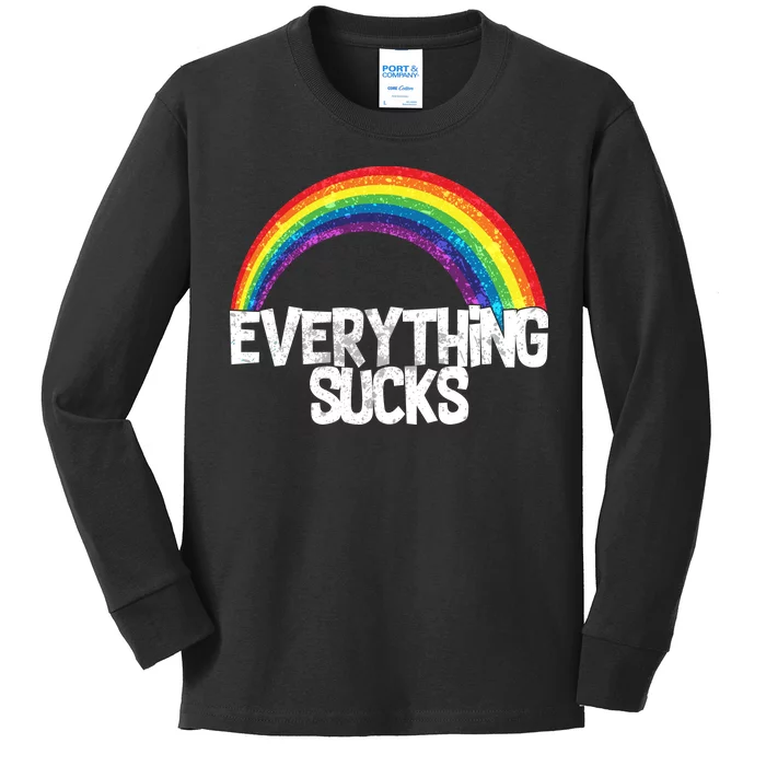 Everything Sucks Rainbow Kids Long Sleeve Shirt