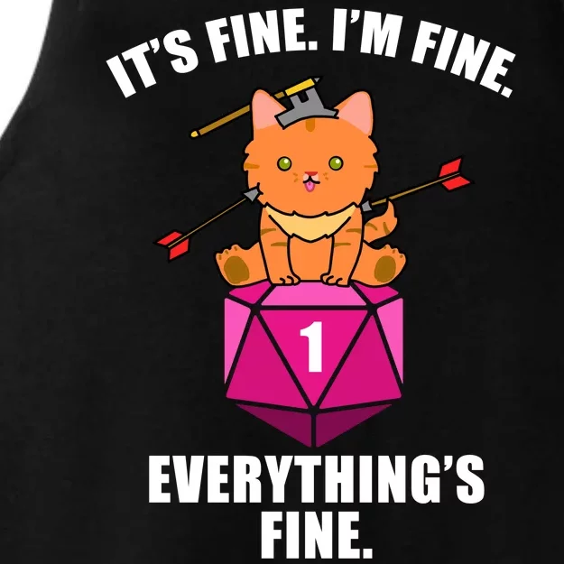 Everything's Fine Cute Cat DnD Ladies Tri-Blend Wicking Tank