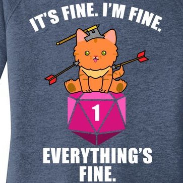 Everything's Fine Cute Cat DnD Women’s Perfect Tri Tunic Long Sleeve Shirt