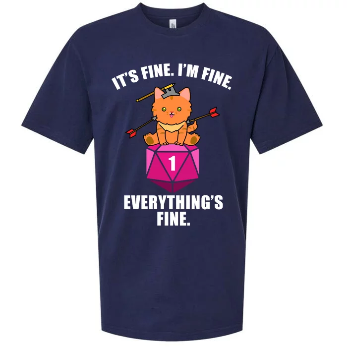 Everything's Fine Cute Cat DnD Sueded Cloud Jersey T-Shirt