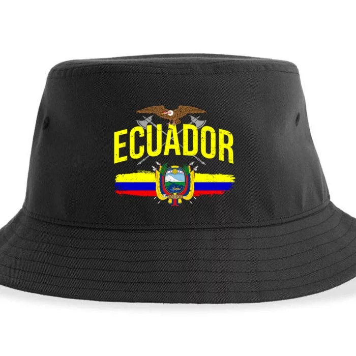 Ecuador Vintage Flag Sustainable Bucket Hat