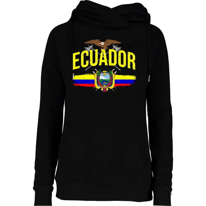 Ecuador Vintage Flag Womens Funnel Neck Pullover Hood