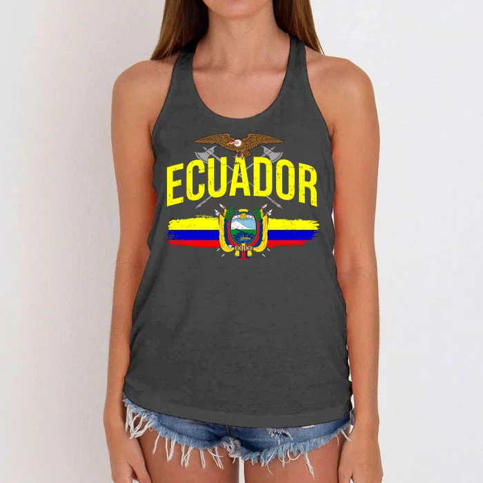 Ecuador Vintage Flag Women's Knotted Racerback Tank