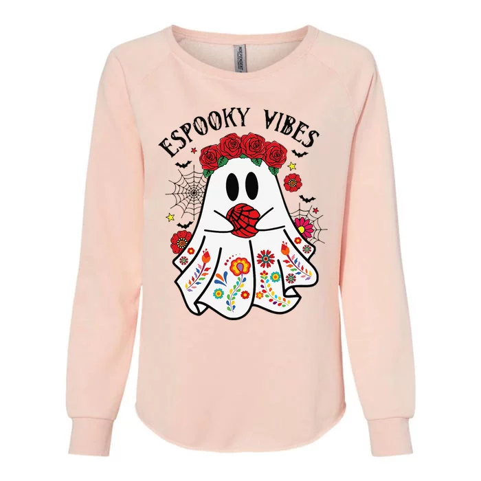 Espooky Vibes Halloween Ghost Mexican Concha Spooky Mama Gift Womens California Wash Sweatshirt