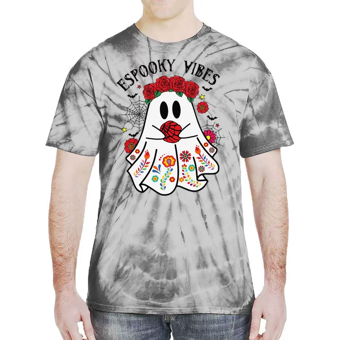 Espooky Vibes Halloween Ghost Mexican Concha Spooky Mama Gift Tie-Dye T-Shirt