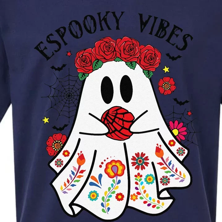 Espooky Vibes Halloween Ghost Mexican Concha Spooky Mama Gift Sueded Cloud Jersey T-Shirt