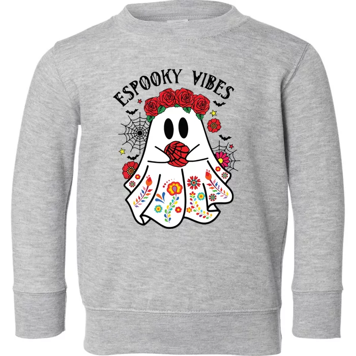 Espooky Vibes Halloween Ghost Mexican Concha Spooky Mama Toddler Sweatshirt