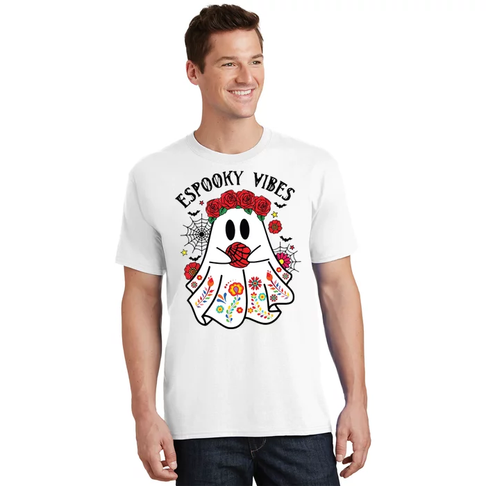 Espooky Vibes Halloween Ghost Mexican Concha Spooky Mama T-Shirt