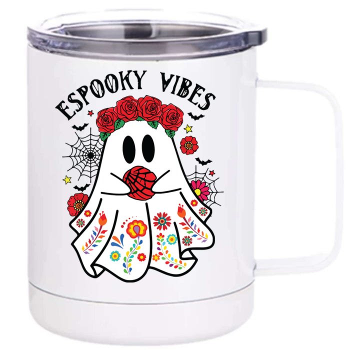 Espooky Vibes Halloween Ghost Mexican Concha Spooky Mama Front & Back 12oz Stainless Steel Tumbler Cup