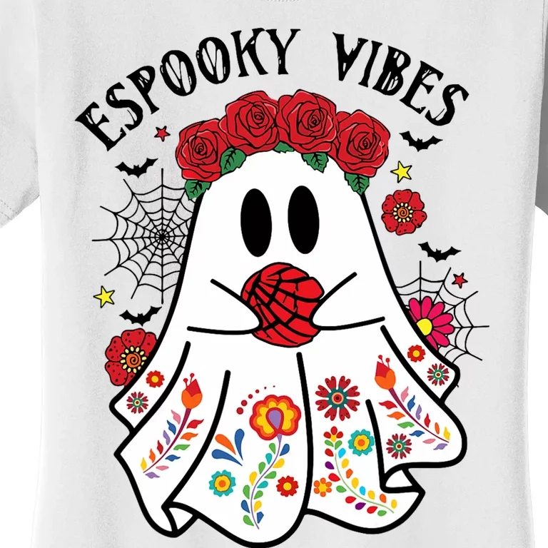 Espooky Vibes Halloween Ghost Mexican Concha Spooky Women's T-Shirt