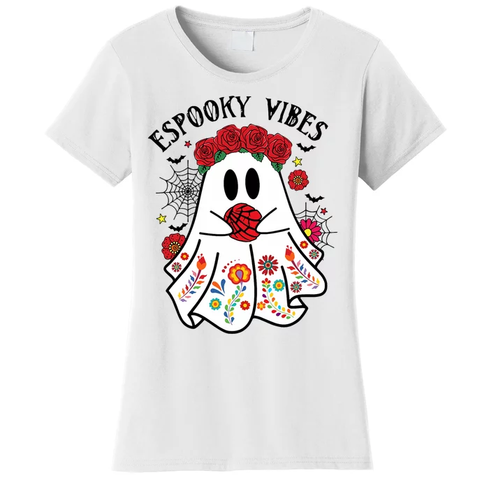 Espooky Vibes Halloween Ghost Mexican Concha Spooky Women's T-Shirt