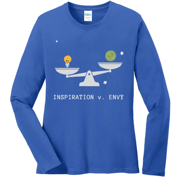 Envy Vs. Inspiration Motivational Confidence Fitness Workout Ladies Long Sleeve Shirt