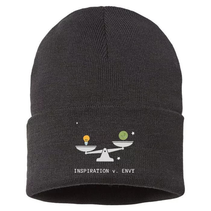 Envy Vs. Inspiration Motivational Confidence Fitness Workout Sustainable Knit Beanie