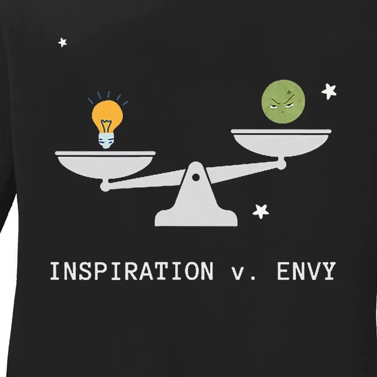 Envy Vs. Inspiration Motivational Confidence Fitness Workout Ladies Long Sleeve Shirt