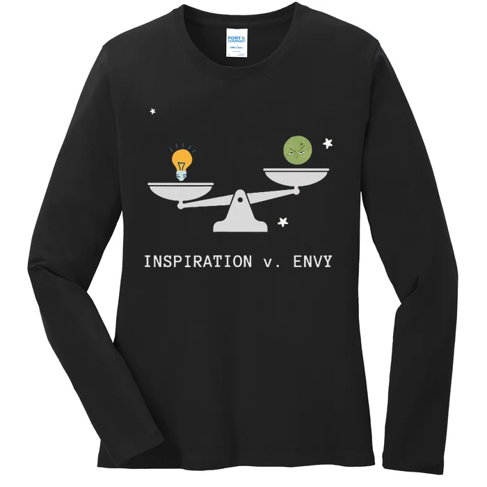 Envy Vs. Inspiration Motivational Confidence Fitness Workout Ladies Long Sleeve Shirt