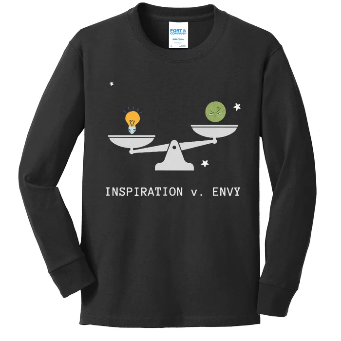 Envy Vs. Inspiration Motivational Confidence Fitness Workout Kids Long Sleeve Shirt