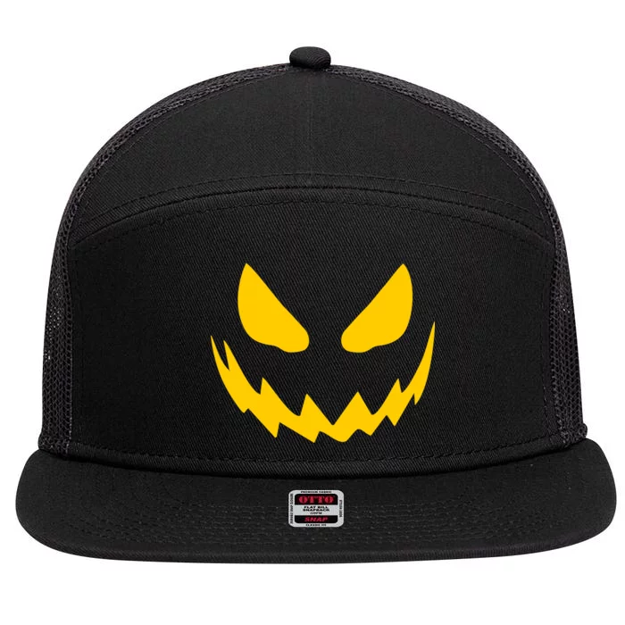 Evil Pumpkin Face 7 Panel Mesh Trucker Snapback Hat