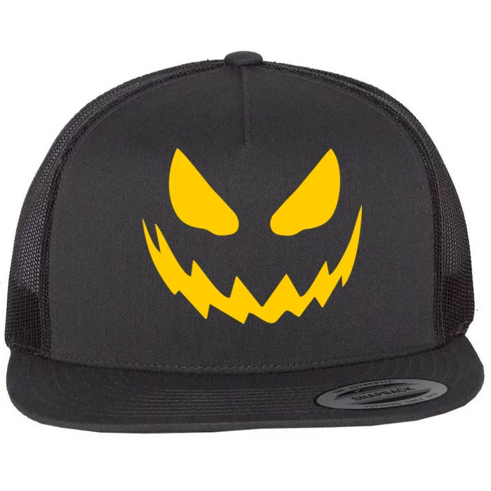 Evil Pumpkin Face Flat Bill Trucker Hat