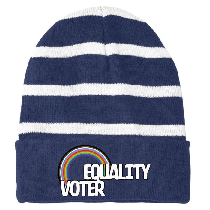 Equality Voter Lgbt Pride Striped Beanie with Solid Band